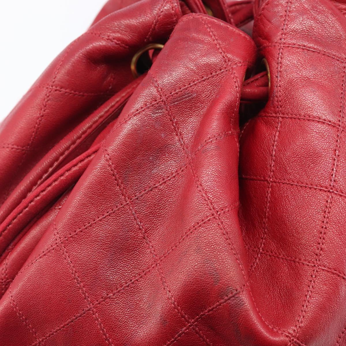 CHANEL Bicolore Shoulder Bag Lamb Skin Red Gold CC Auth bs37213