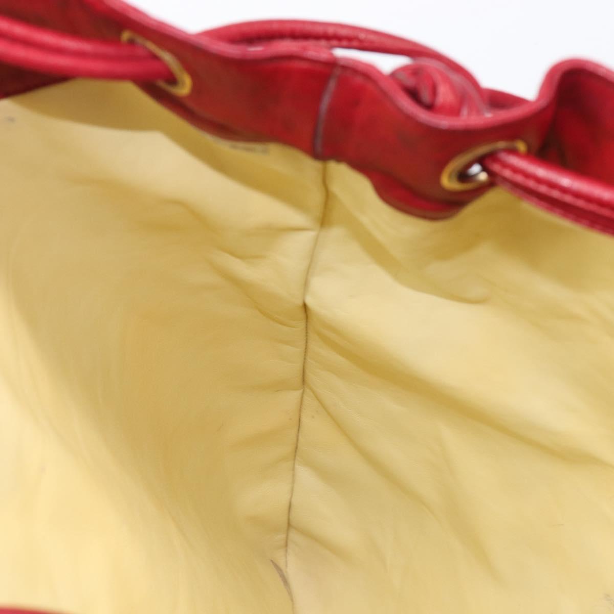 CHANEL Bicolore Shoulder Bag Lamb Skin Red Gold CC Auth bs37213
