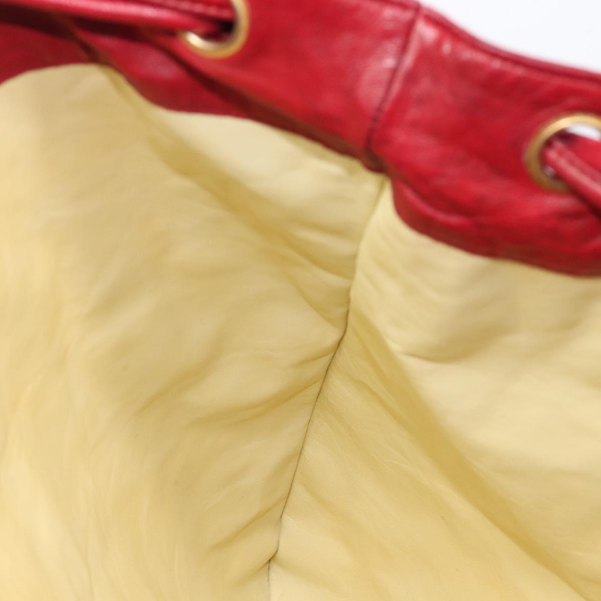 CHANEL Bicolore Shoulder Bag Lamb Skin Red Gold CC Auth bs37213