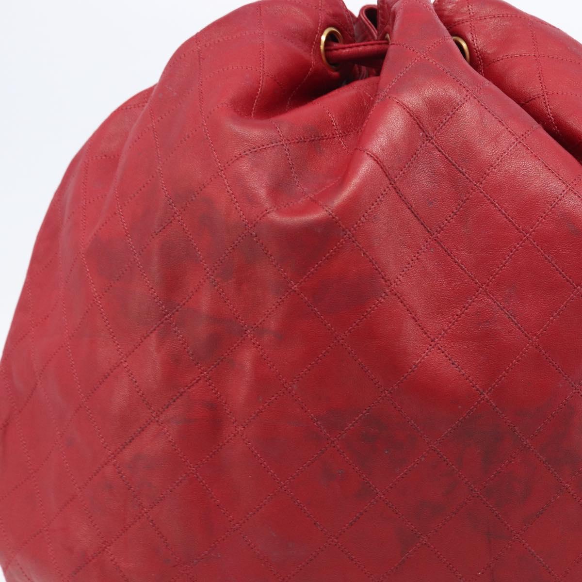 CHANEL Bicolore Shoulder Bag Lamb Skin Red Gold CC Auth bs37213