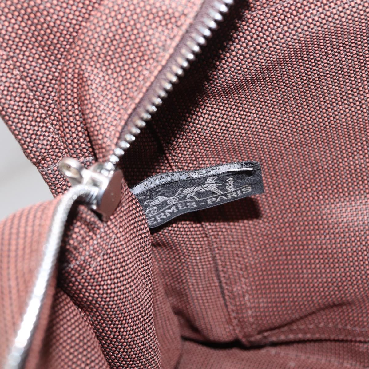 HERMES Her Line Tote PM Tote Bag Canvas Brown Silver Auth bs37214