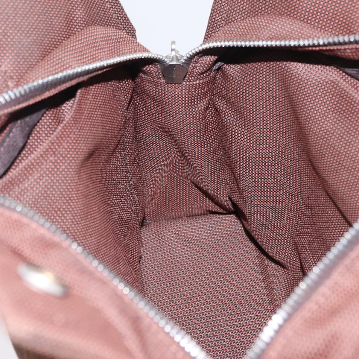 HERMES Her Line Tote PM Tote Bag Canvas Brown Silver Auth bs37214