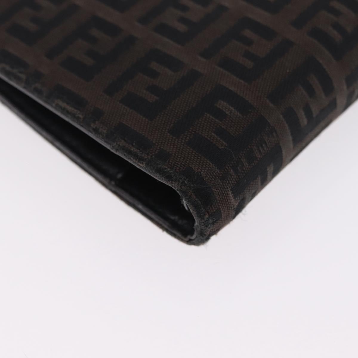 FENDI Zucchino Canvas Day Planner Cover Navy Silver Auth bs37215
