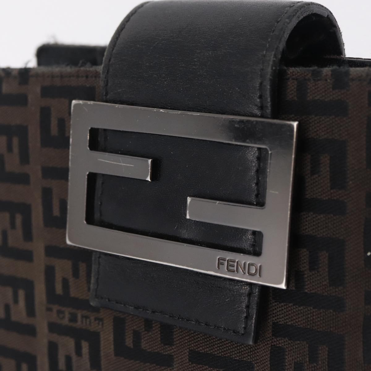 FENDI Zucchino Canvas Day Planner Cover Navy Silver Auth bs37215