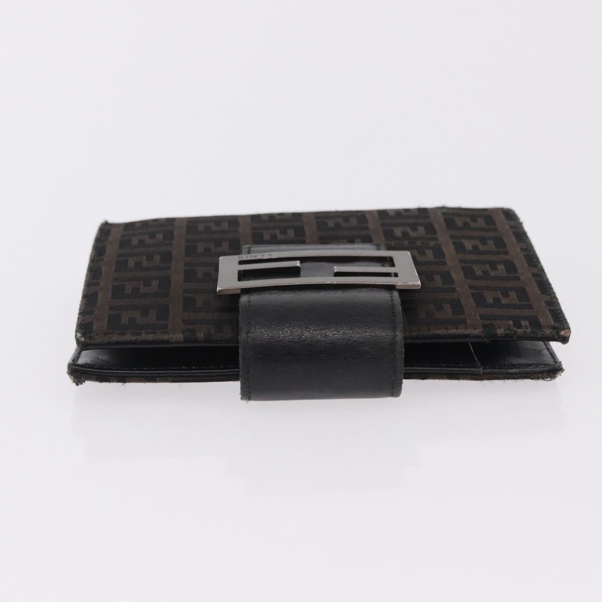 FENDI Zucchino Canvas Day Planner Cover Navy Silver Auth bs37215