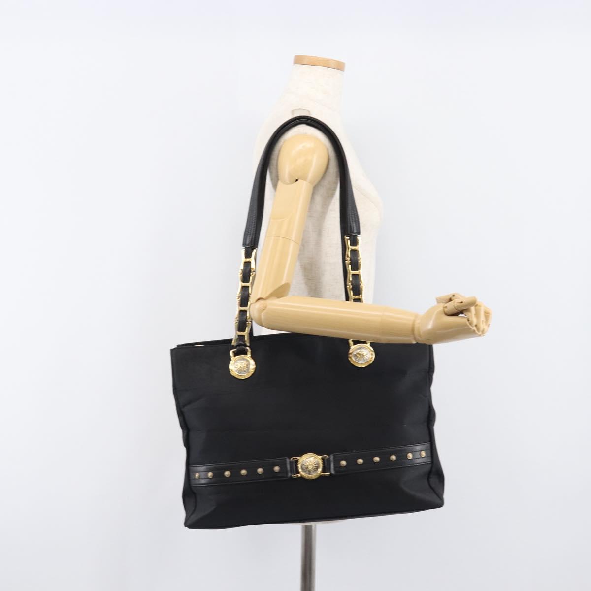 Gianni Versace Tote Bag Nylon Navy Gold Auth bs37218