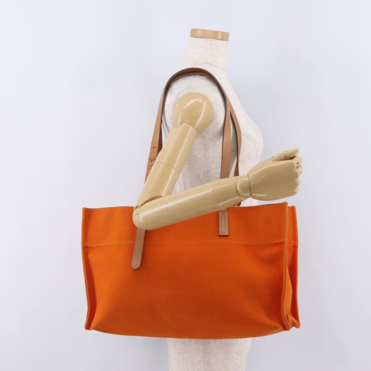 HERMES Etriviere Elan Shoulder Bag Canvas Orange Silver Auth bs37219
