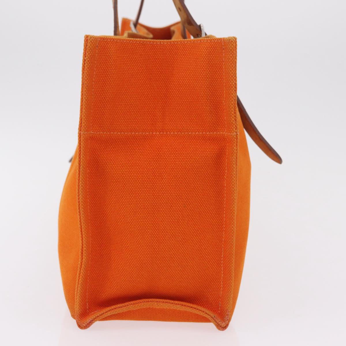 HERMES Etriviere Elan Shoulder Bag Canvas Orange Silver Auth bs37219