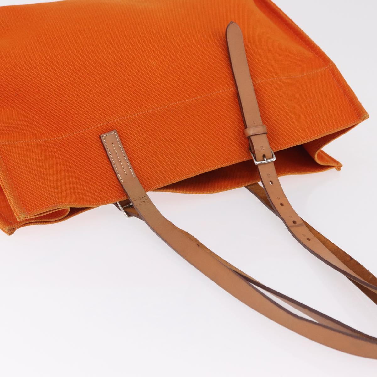 HERMES Etriviere Elan Shoulder Bag Canvas Orange Silver Auth bs37219