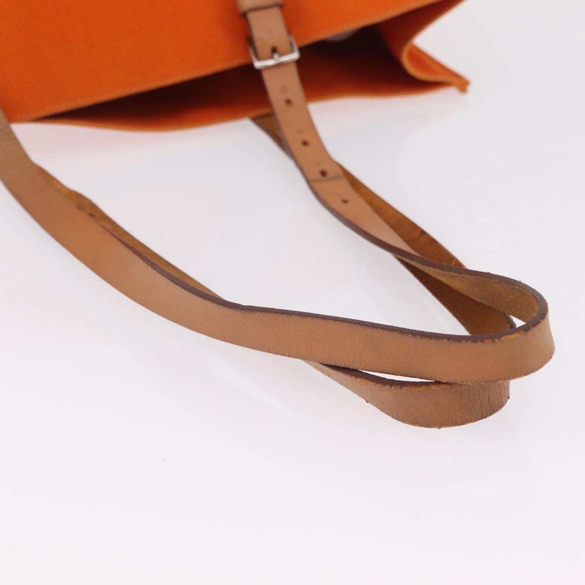 HERMES Etriviere Elan Shoulder Bag Canvas Orange Silver Auth bs37219
