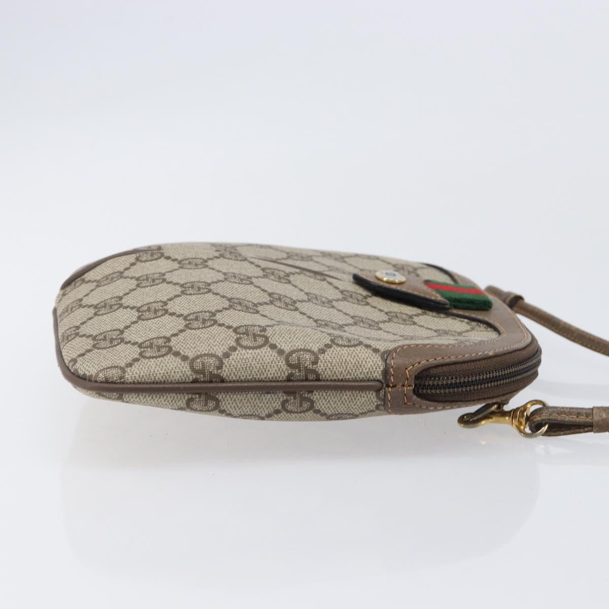 GUCCI GG Supreme Web Sherry Line Bag PVC Beige Gold 904 02 047 Auth bs37222