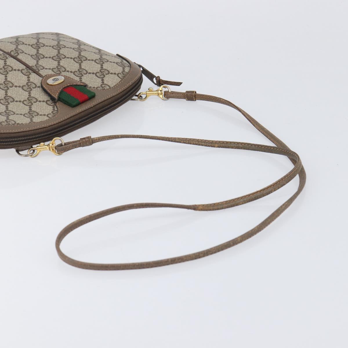 GUCCI GG Supreme Web Sherry Line Bag PVC Beige Gold 904 02 047 Auth bs37222