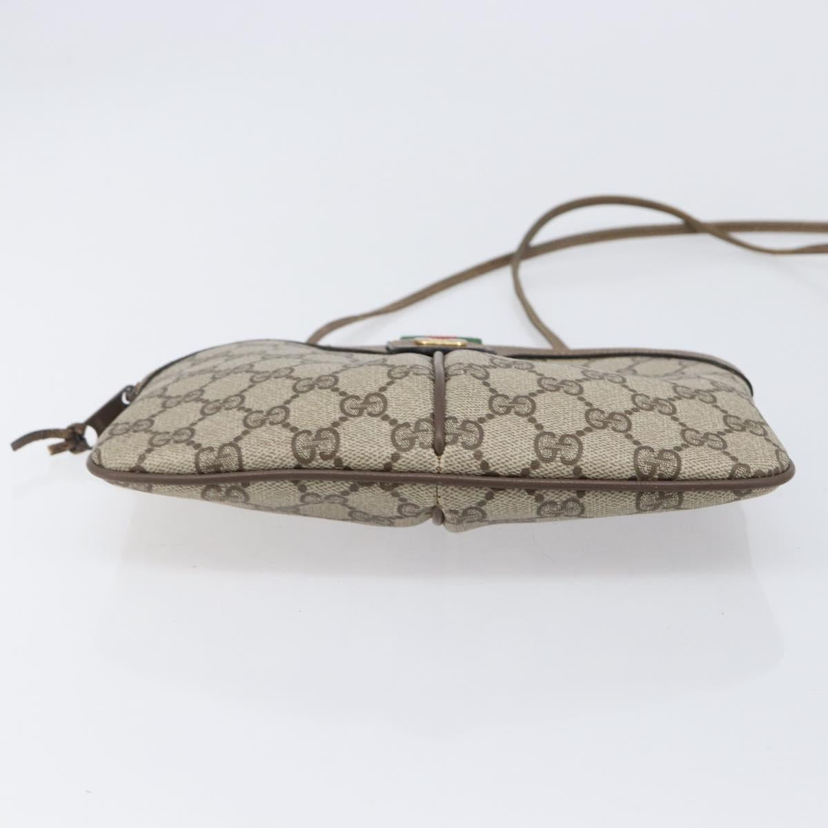 GUCCI GG Supreme Web Sherry Line Bag PVC Beige Gold 904 02 047 Auth bs37222