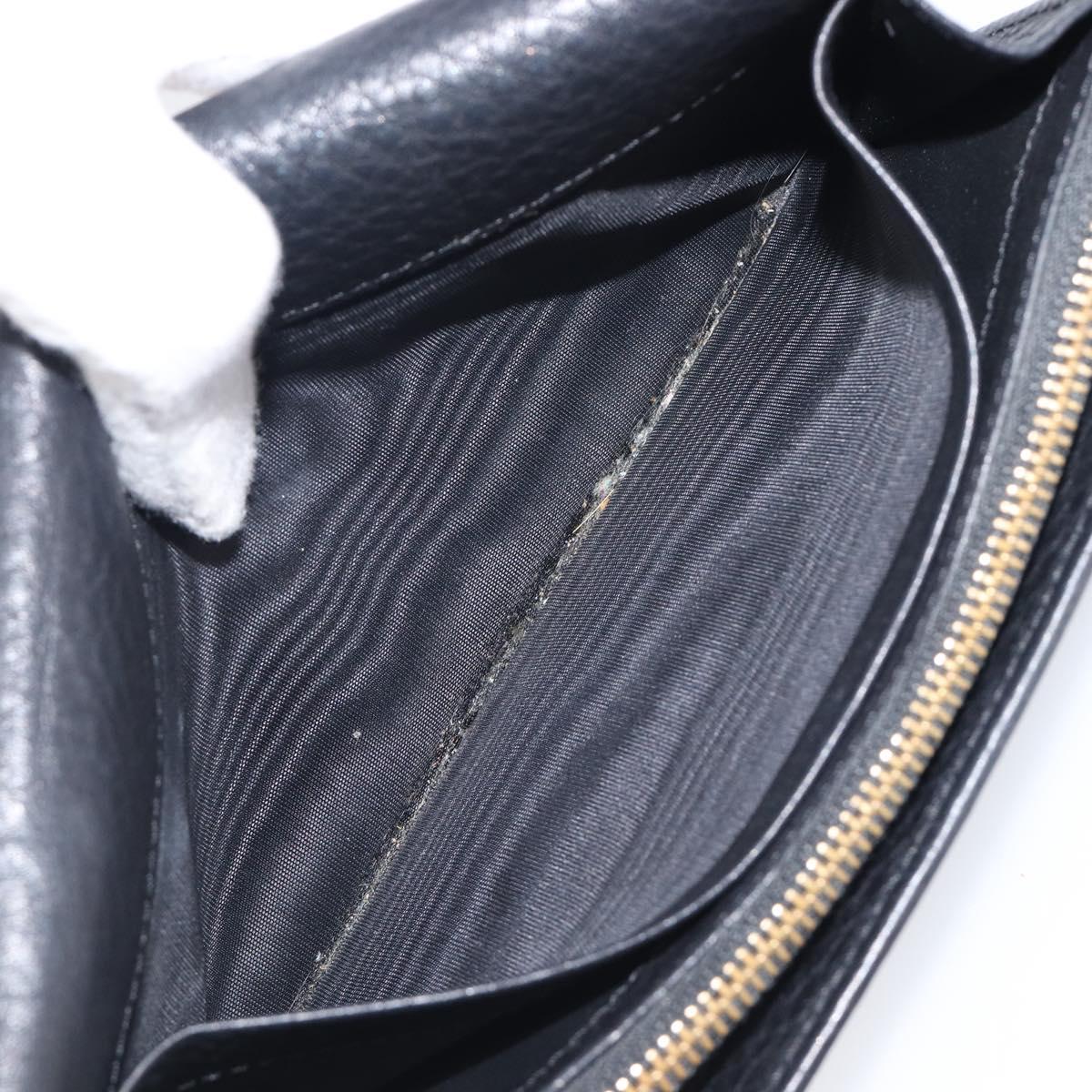 CELINE Long Wallet Leather Gold Black Auth bs37228