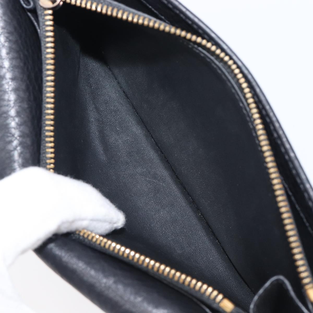 CELINE Long Wallet Leather Gold Black Auth bs37228