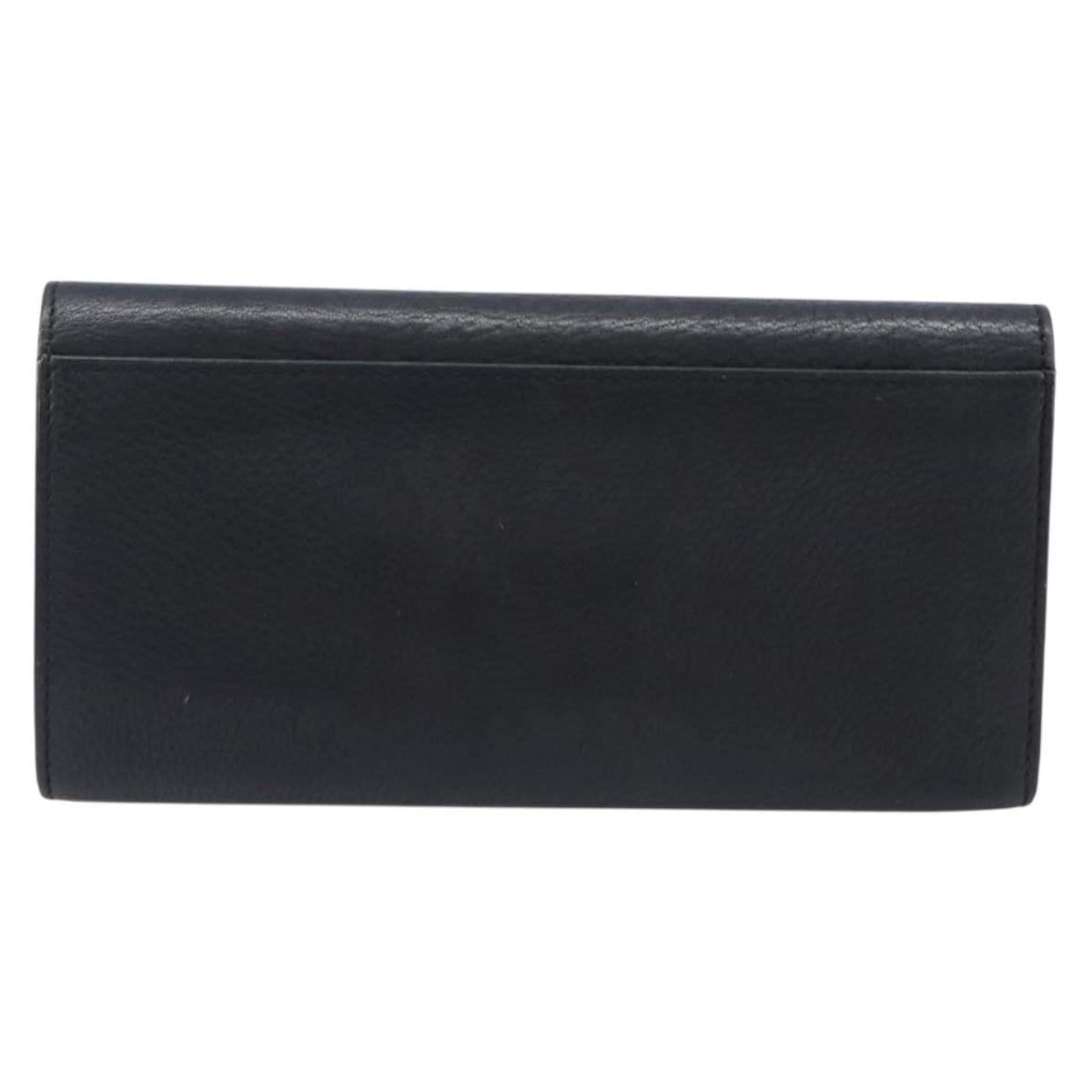 CELINE Long Wallet Leather Gold Black Auth bs37228