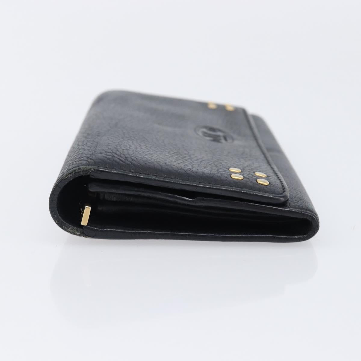 CELINE Long Wallet Leather Gold Black Auth bs37228