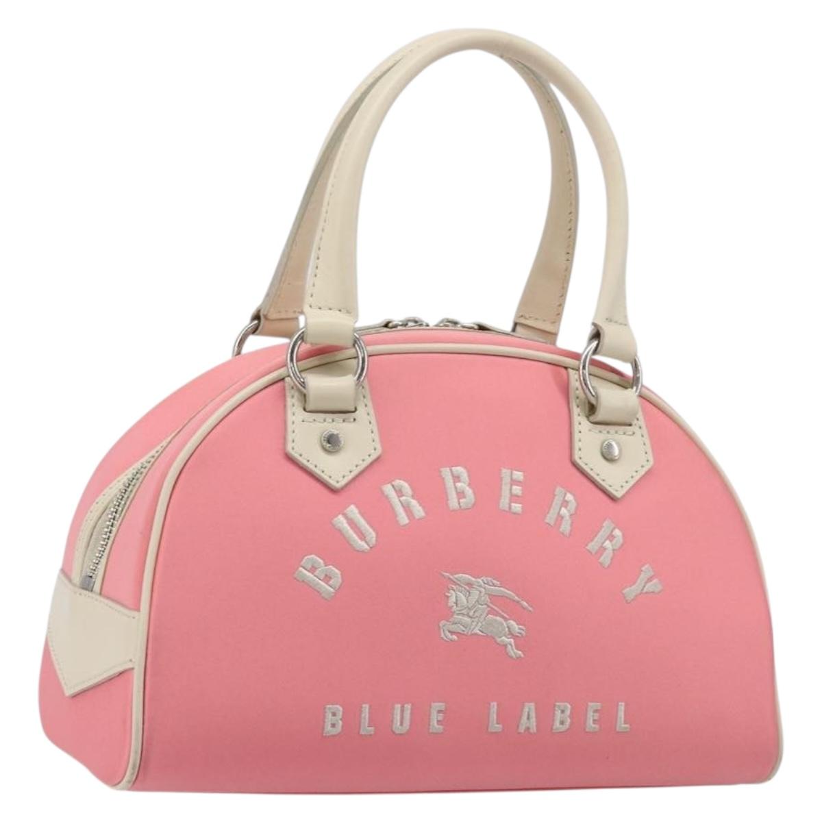 BURBERRY Hand Bag Nylon Pink Silver Auth bs37234
