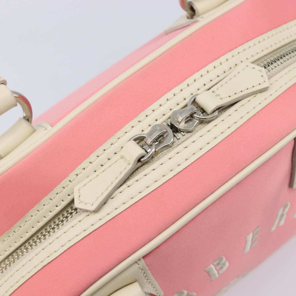 BURBERRY Hand Bag Nylon Pink Silver Auth bs37234