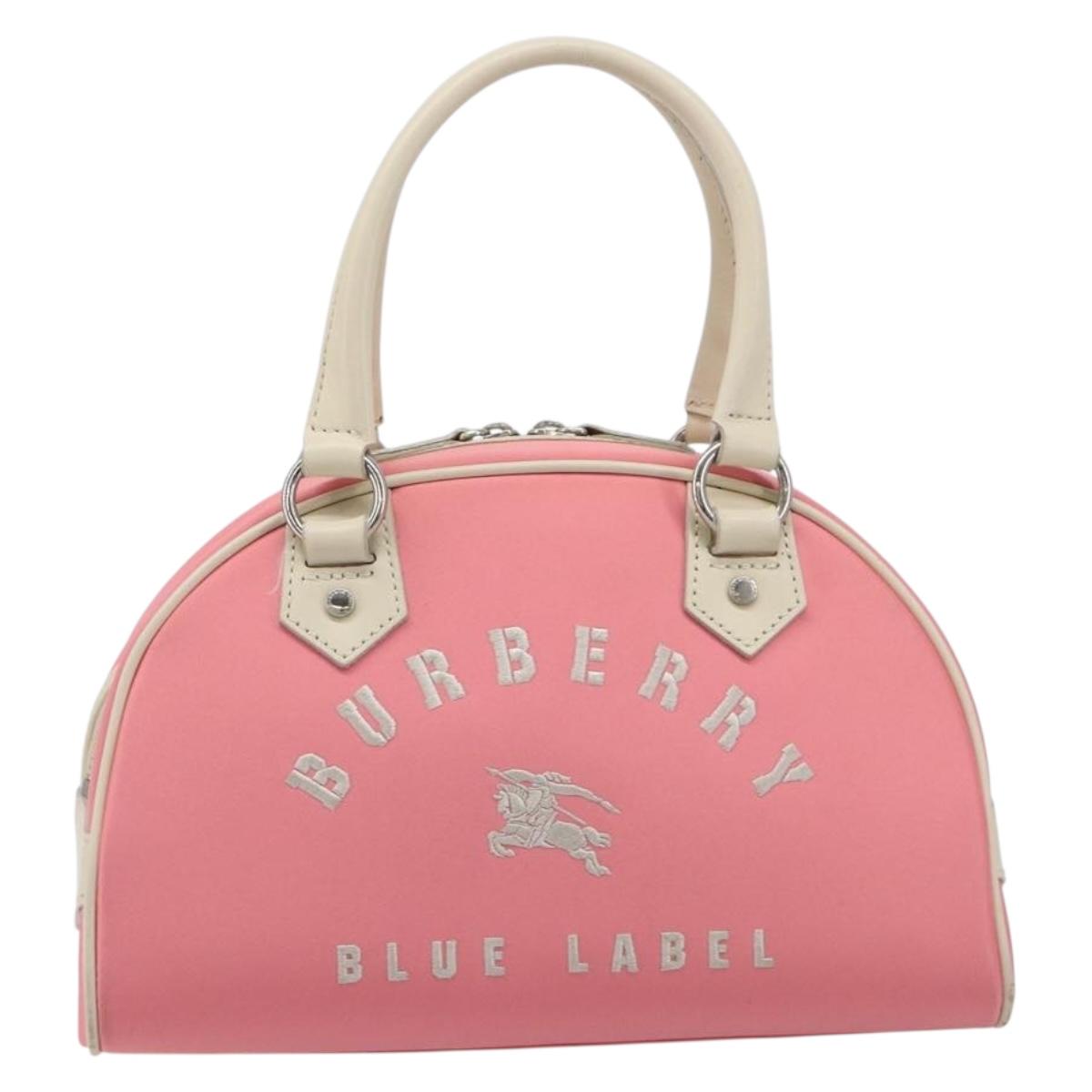 BURBERRY Hand Bag Nylon Pink Silver Auth bs37234
