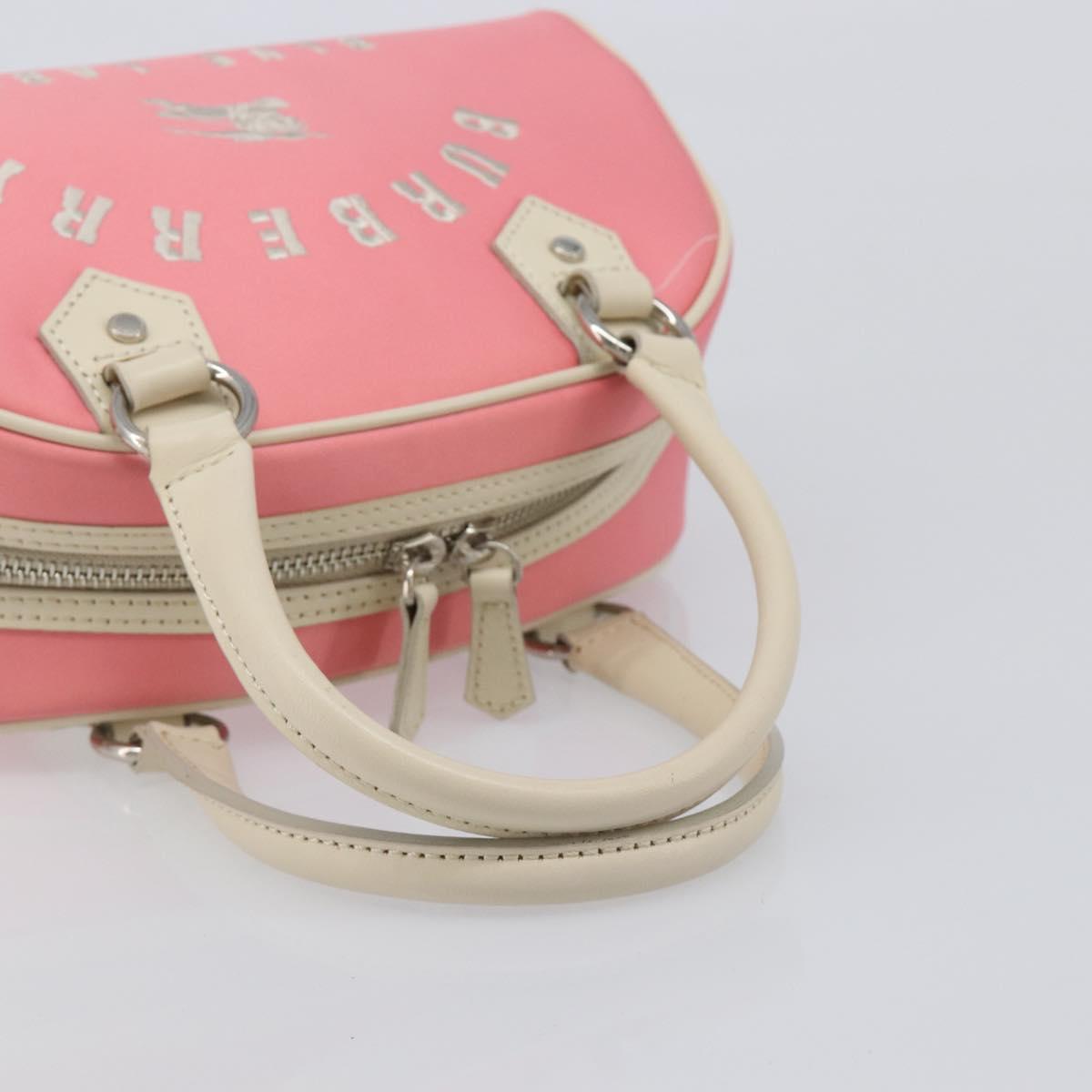 BURBERRY Hand Bag Nylon Pink Silver Auth bs37234