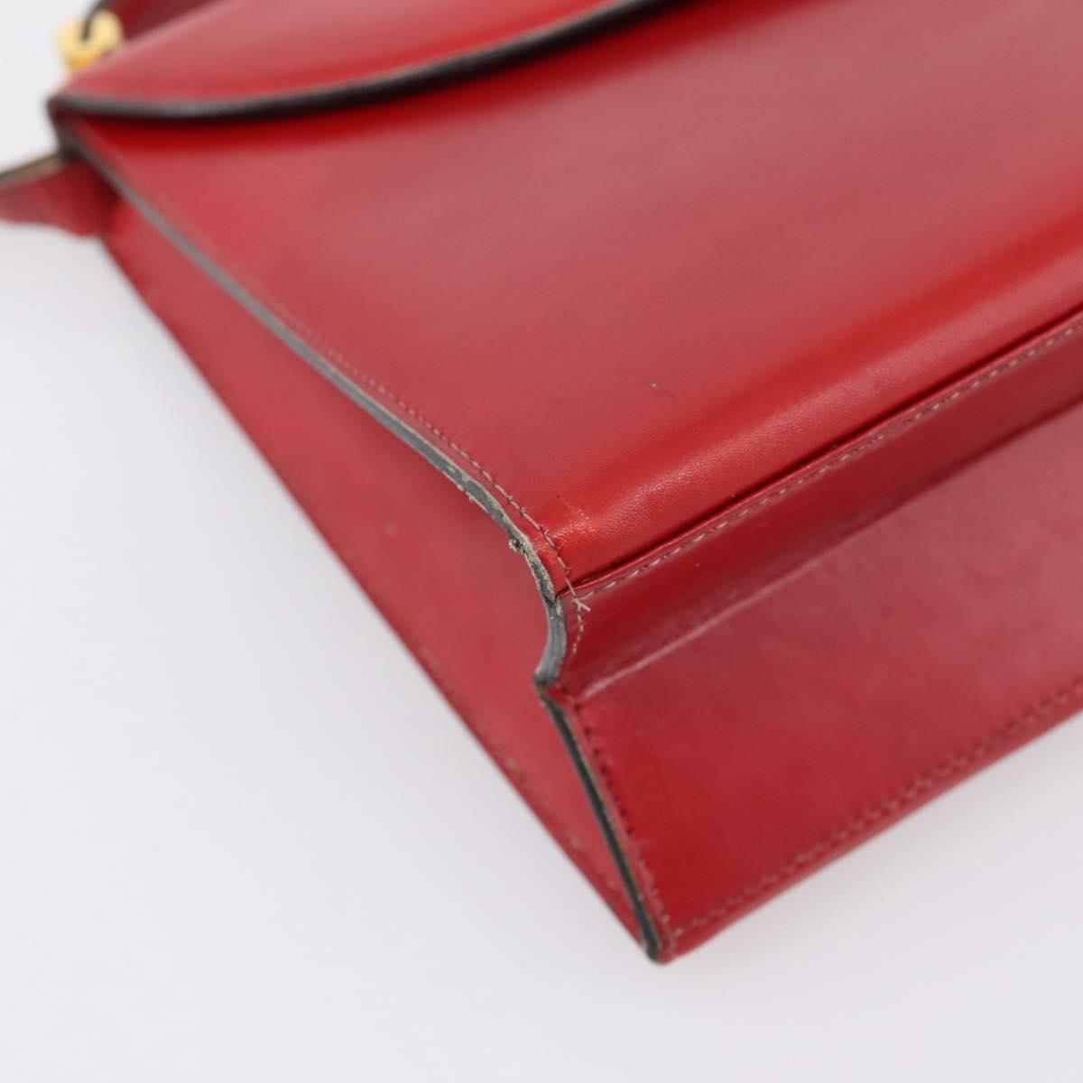 Christian Dior Hand Bag Leather 2way Red Gold Tone Auth bs37235