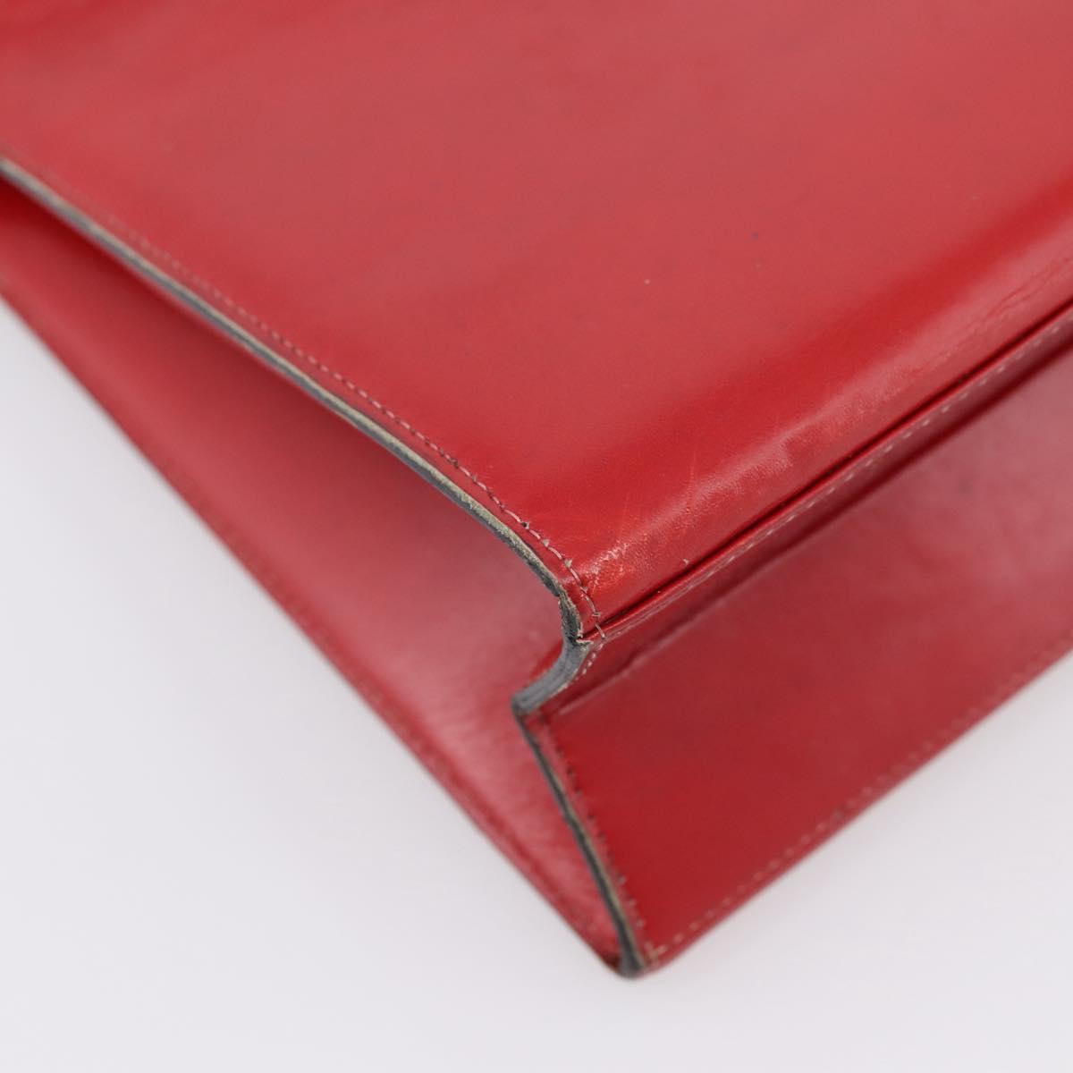 Christian Dior Hand Bag Leather 2way Red Gold Tone Auth bs37235