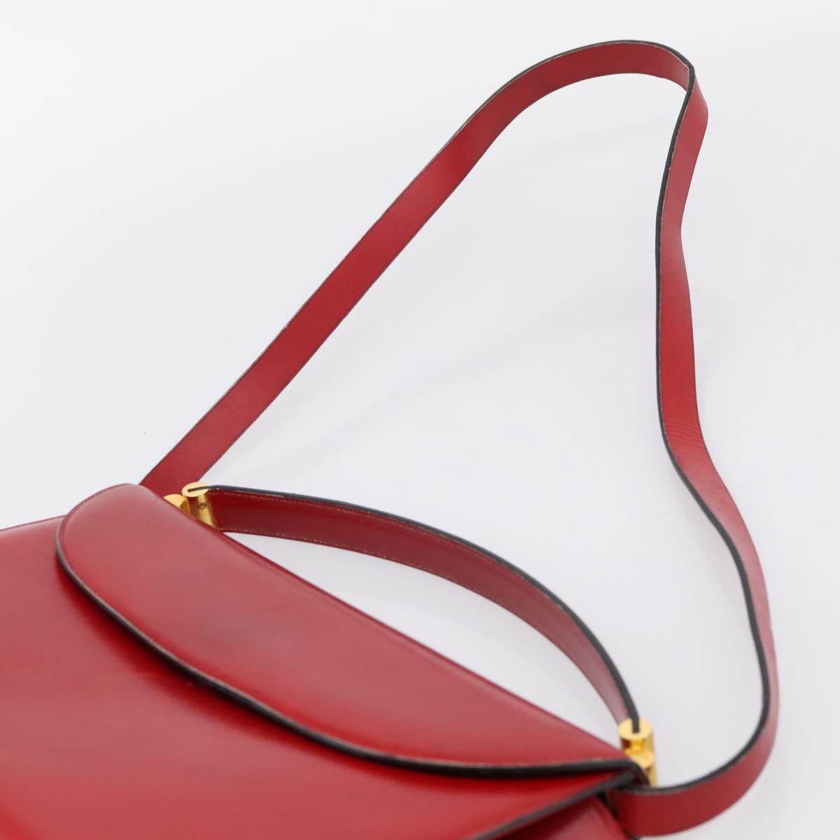 Christian Dior Hand Bag Leather 2way Red Gold Tone Auth bs37235