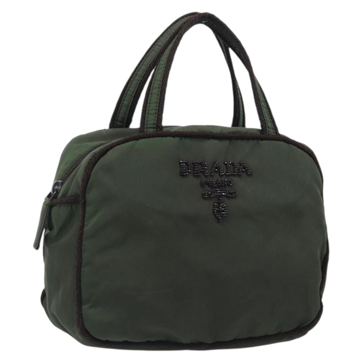 PRADA Hand Bag Nylon Khaki Auth bs37236