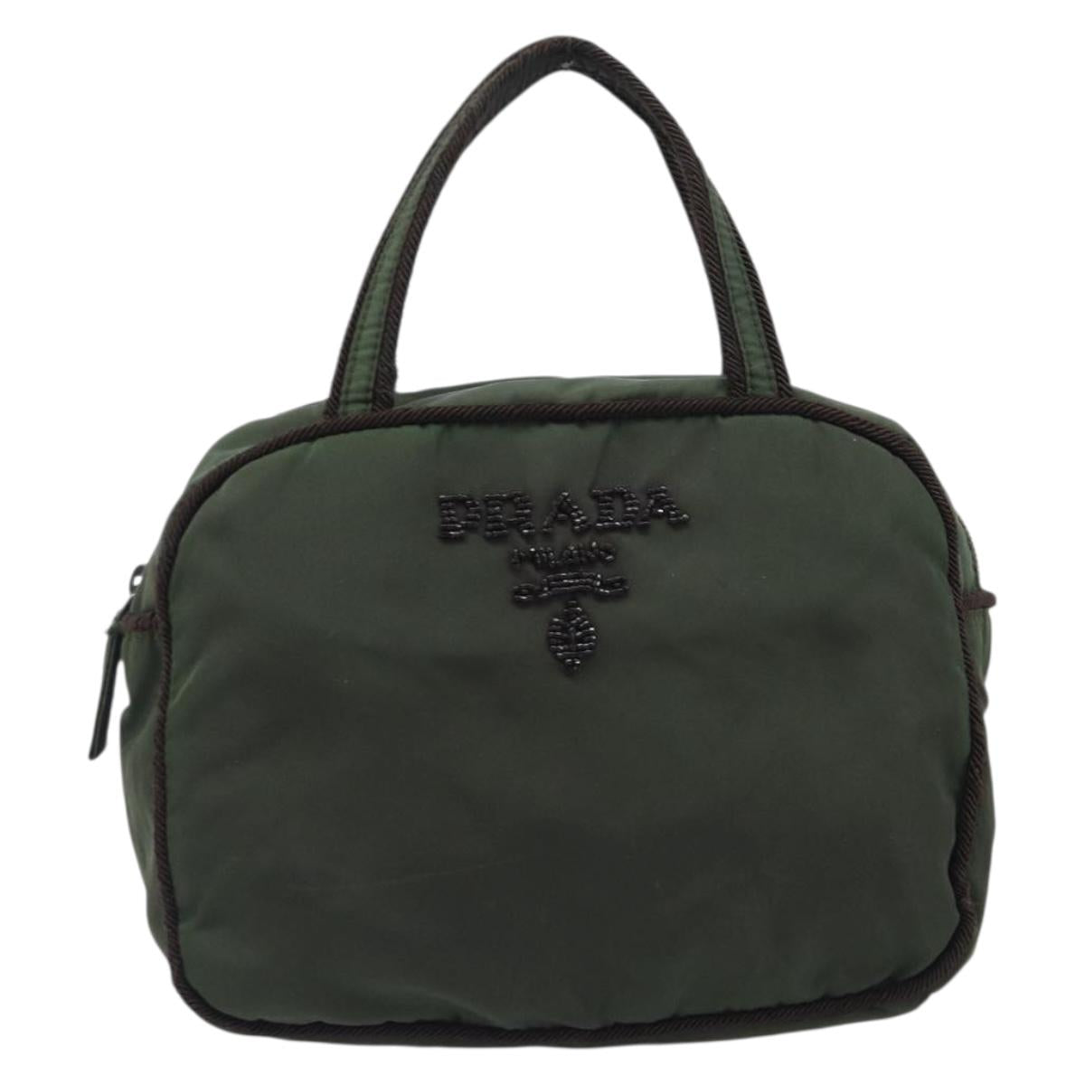 PRADA Hand Bag Nylon Khaki Auth bs37236