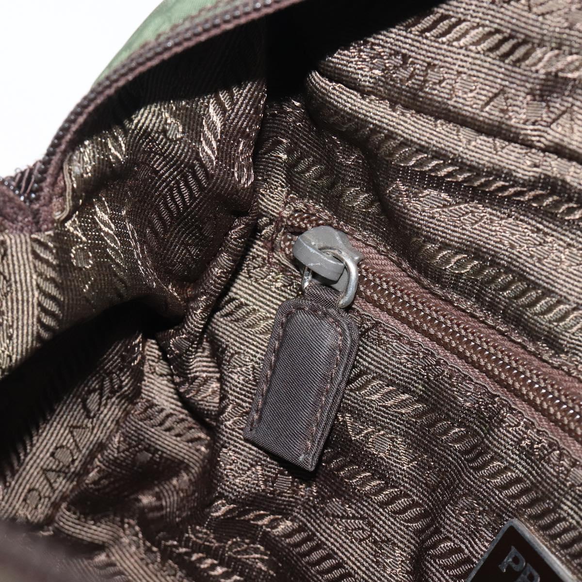 PRADA Hand Bag Nylon Khaki Auth bs37236