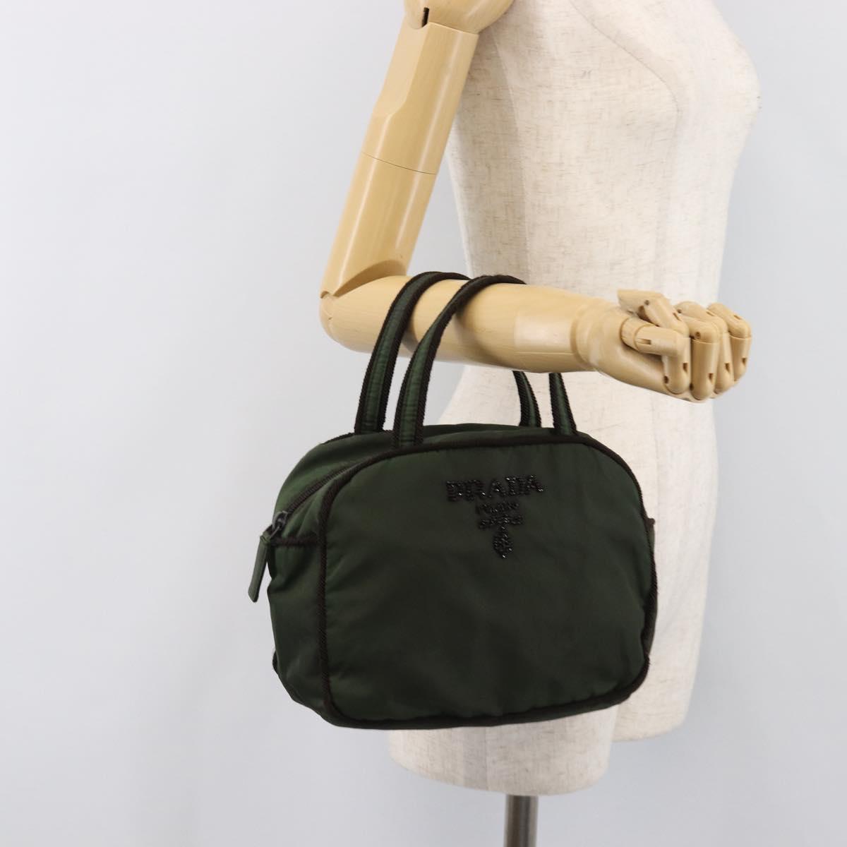 PRADA Hand Bag Nylon Khaki Auth bs37236