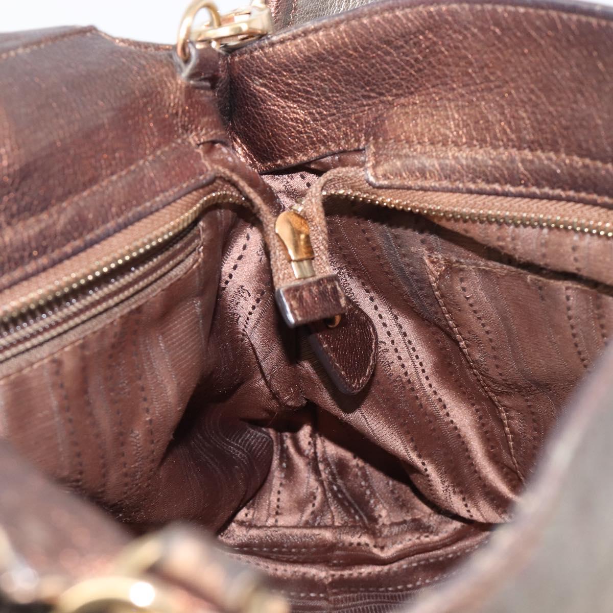 Salvatore Ferragamo Gancini Hand Bag Leather 2way Gold Auth bs37237