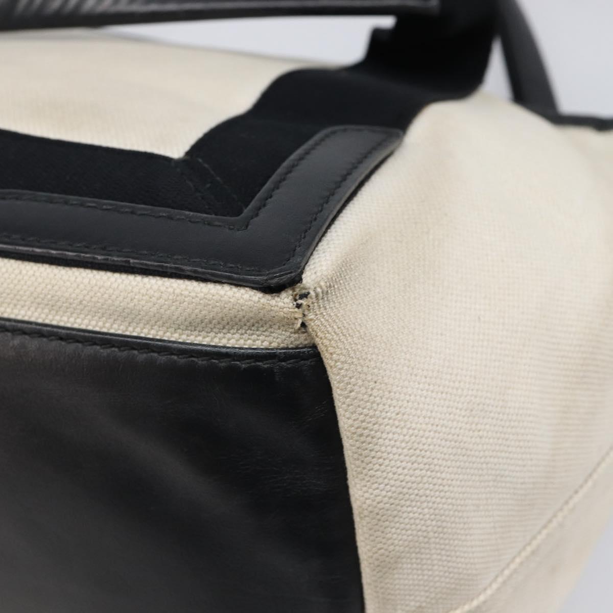 BALENCIAGA Navy Cabas Tote Bag Canvas White Black 339933 Auth bs37238