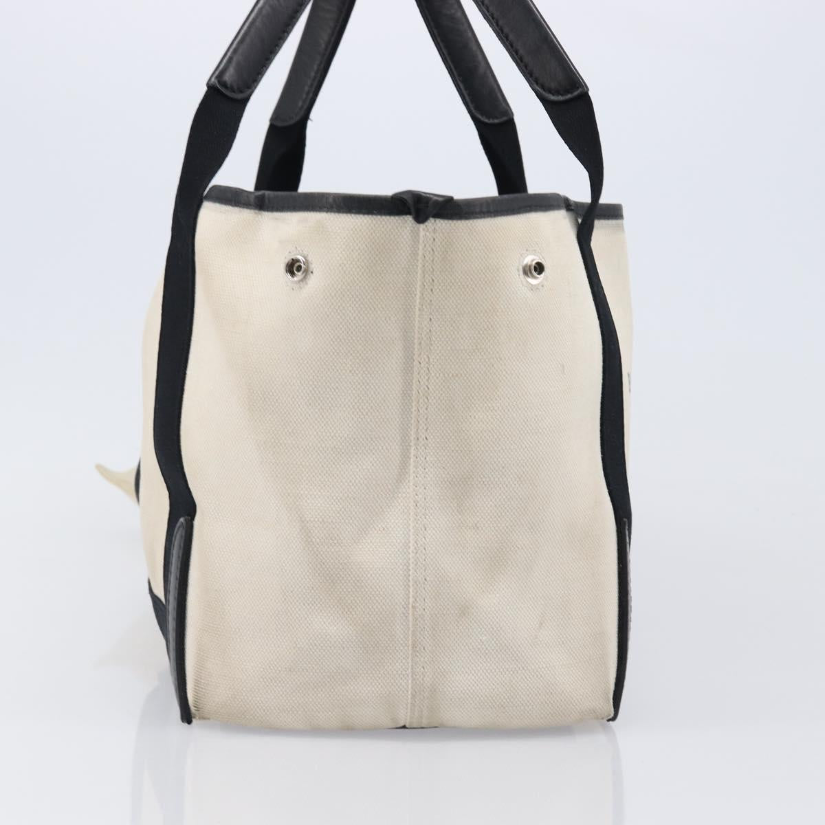 BALENCIAGA Navy Cabas Tote Bag Canvas White Black 339933 Auth bs37238