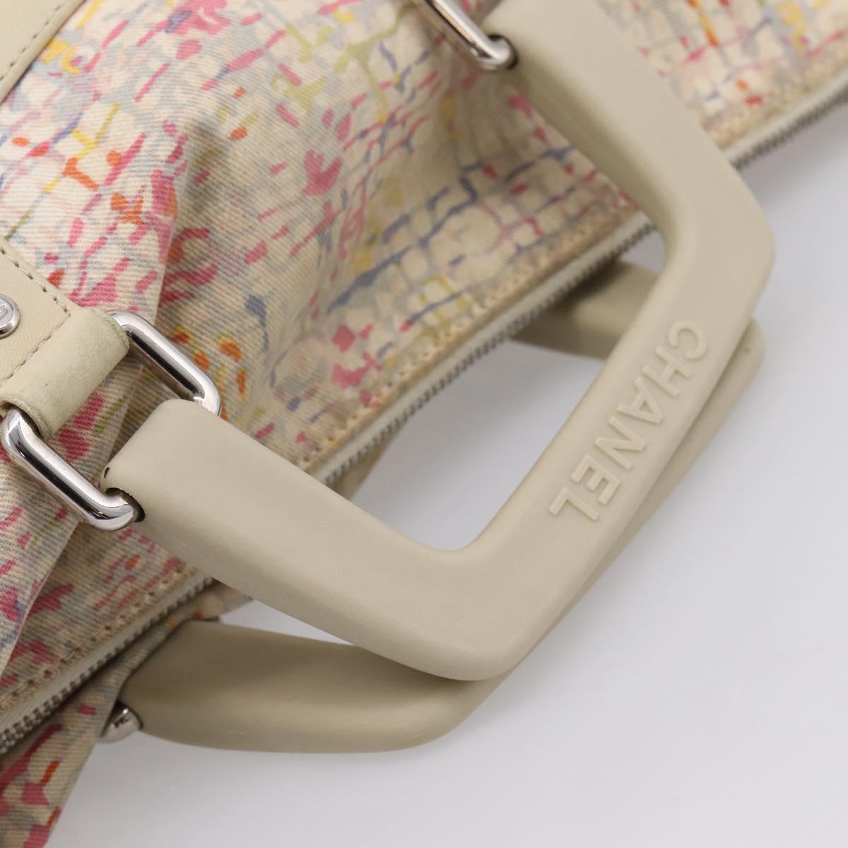 CHANEL Hand Bag Canvas 2way Pink Silver CC Auth bs37241