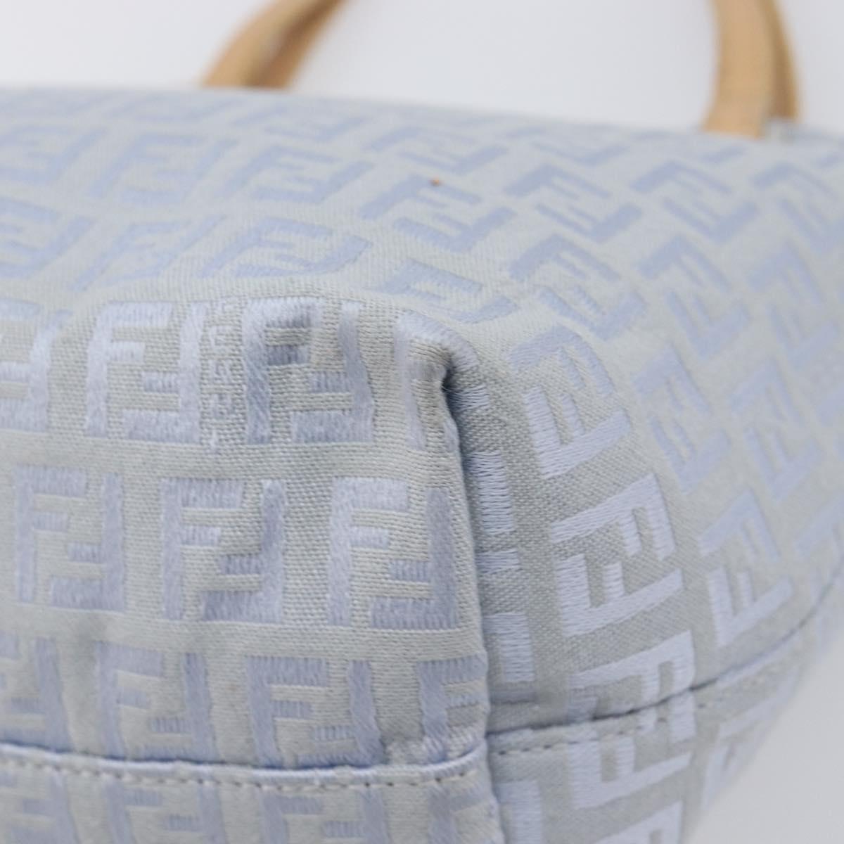 FENDI Zucchino Canvas Tote Bag Light Blue Silver 8BH079 Auth bs37243