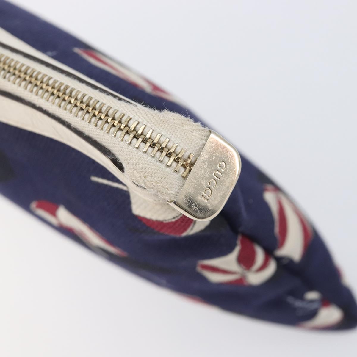 GUCCI Clutch Bag Canvas Navy Gold Tone 286209 Auth bs37249