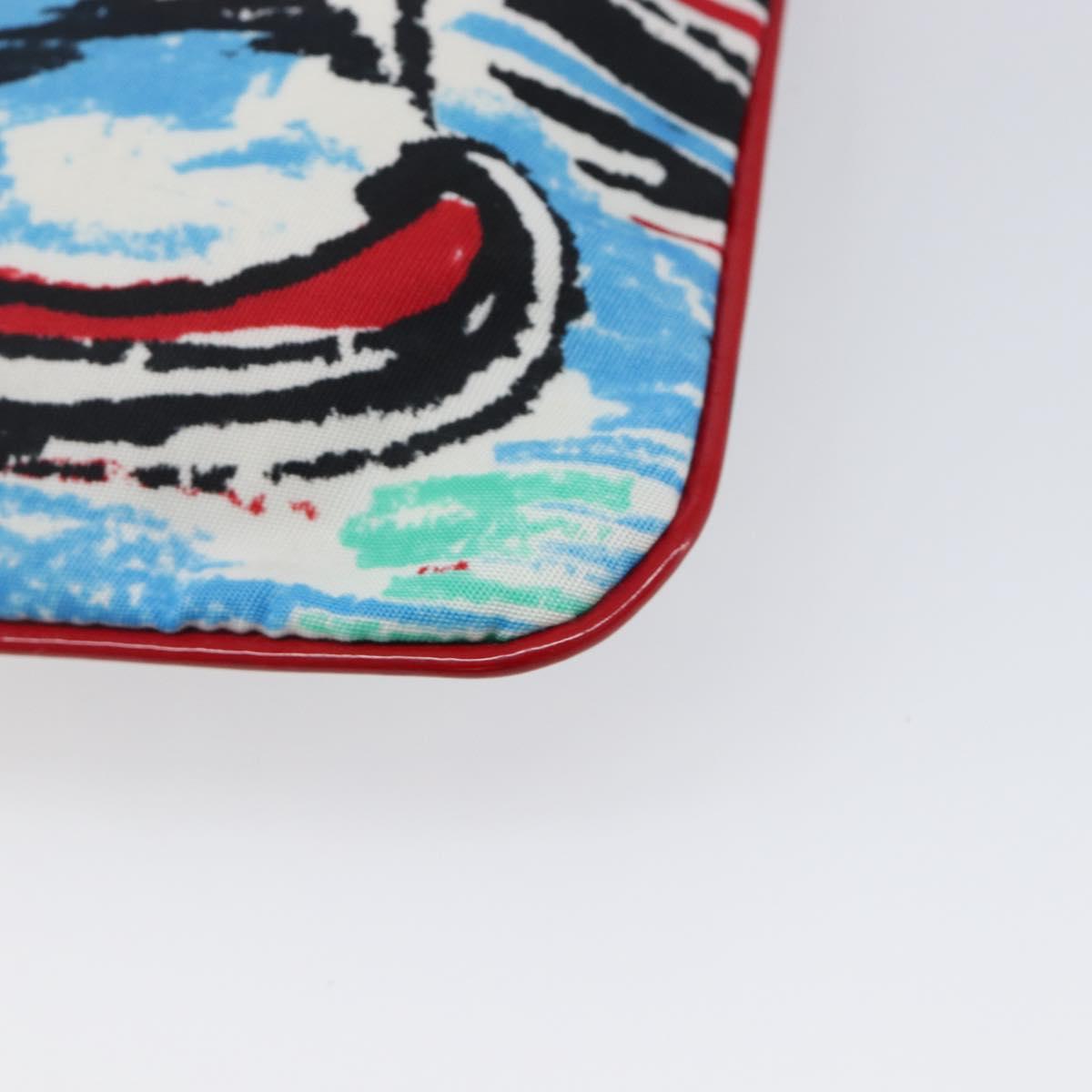 PRADA Pouch Nylon Multicolor Silver Auth bs37253A