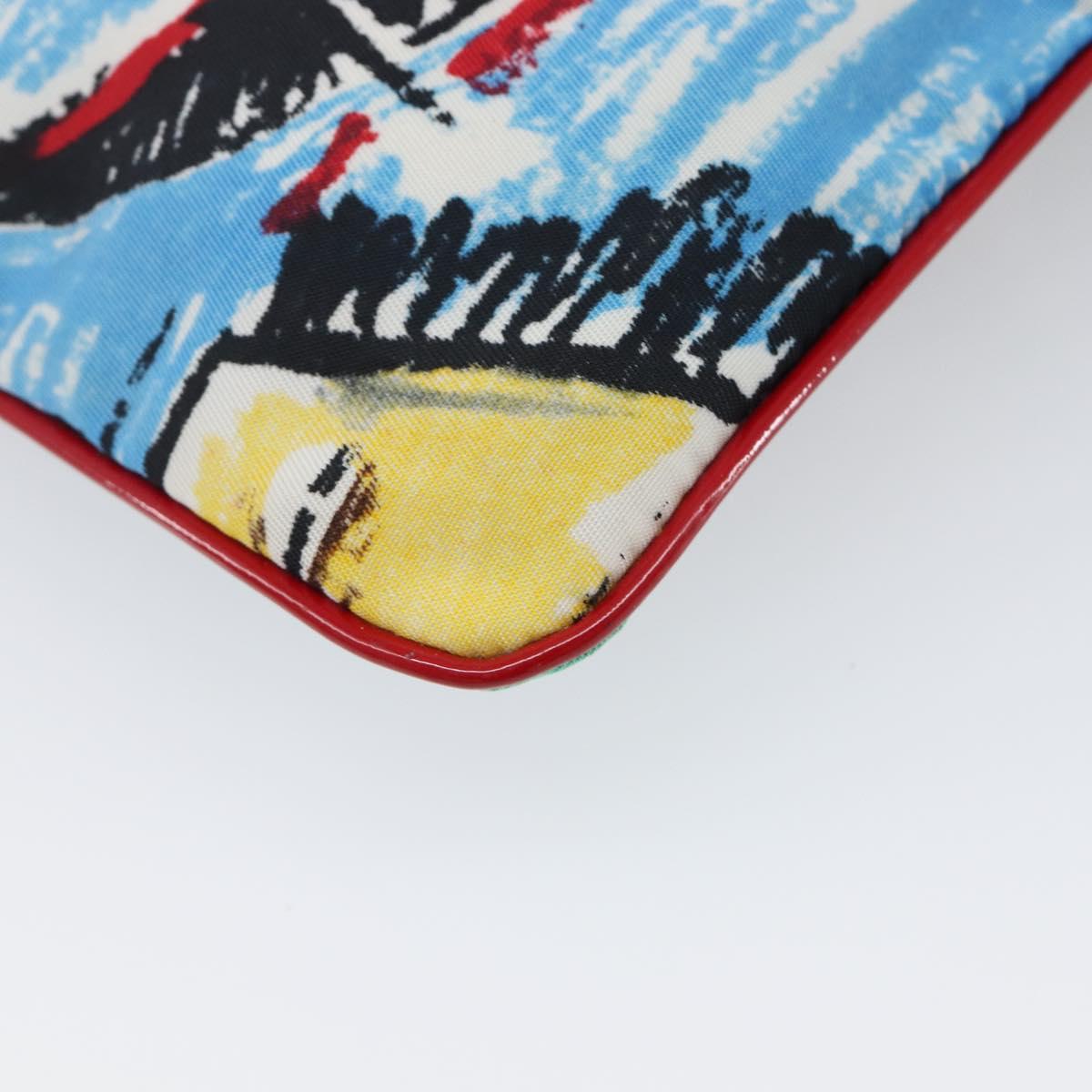 PRADA Pouch Nylon Multicolor Silver Auth bs37253A