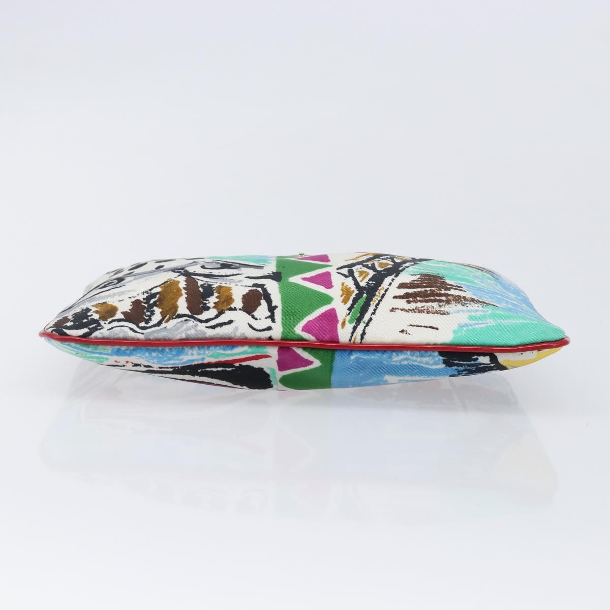 PRADA Pouch Nylon Multicolor Silver Auth bs37253A