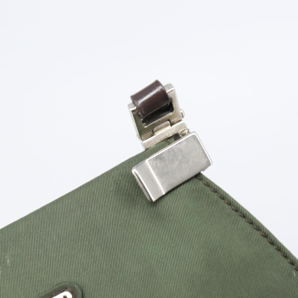 PRADA Shoulder Bag Nylon Green Silver Auth bs37254