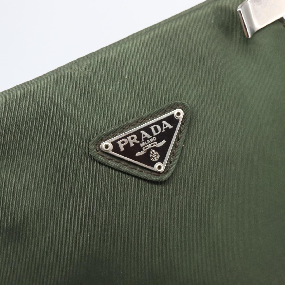 PRADA Shoulder Bag Nylon Green Silver Auth bs37254