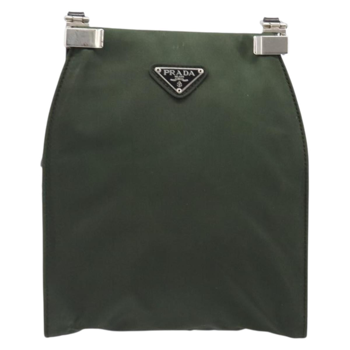 PRADA Shoulder Bag Nylon Green Silver Auth bs37254