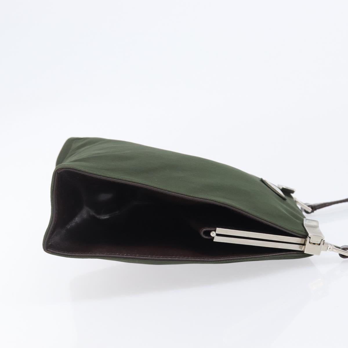 PRADA Shoulder Bag Nylon Green Silver Auth bs37254