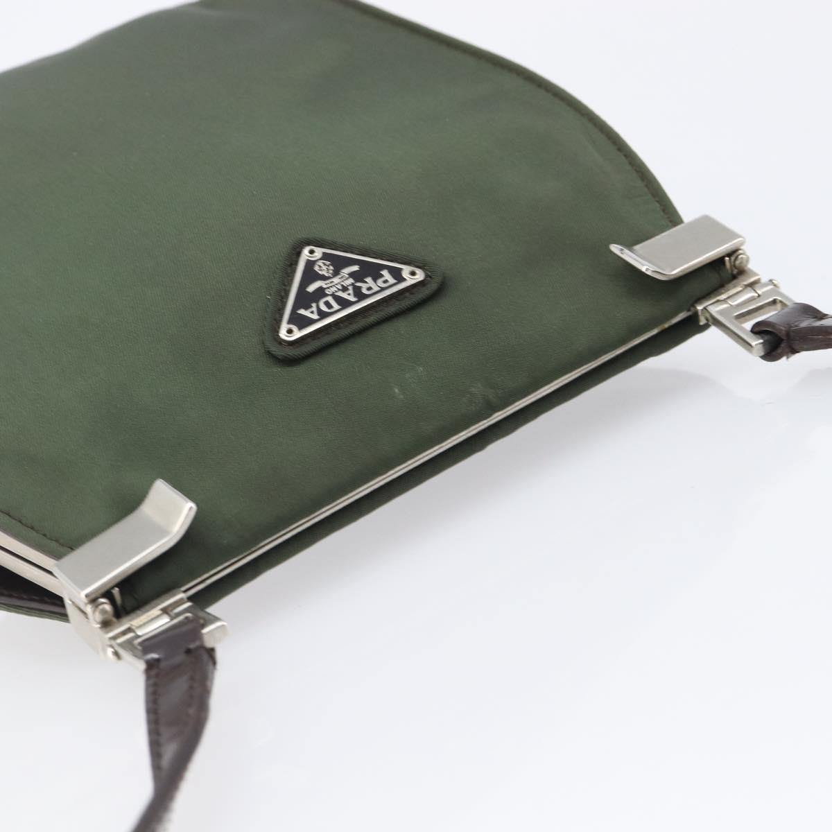 PRADA Shoulder Bag Nylon Green Silver Auth bs37254