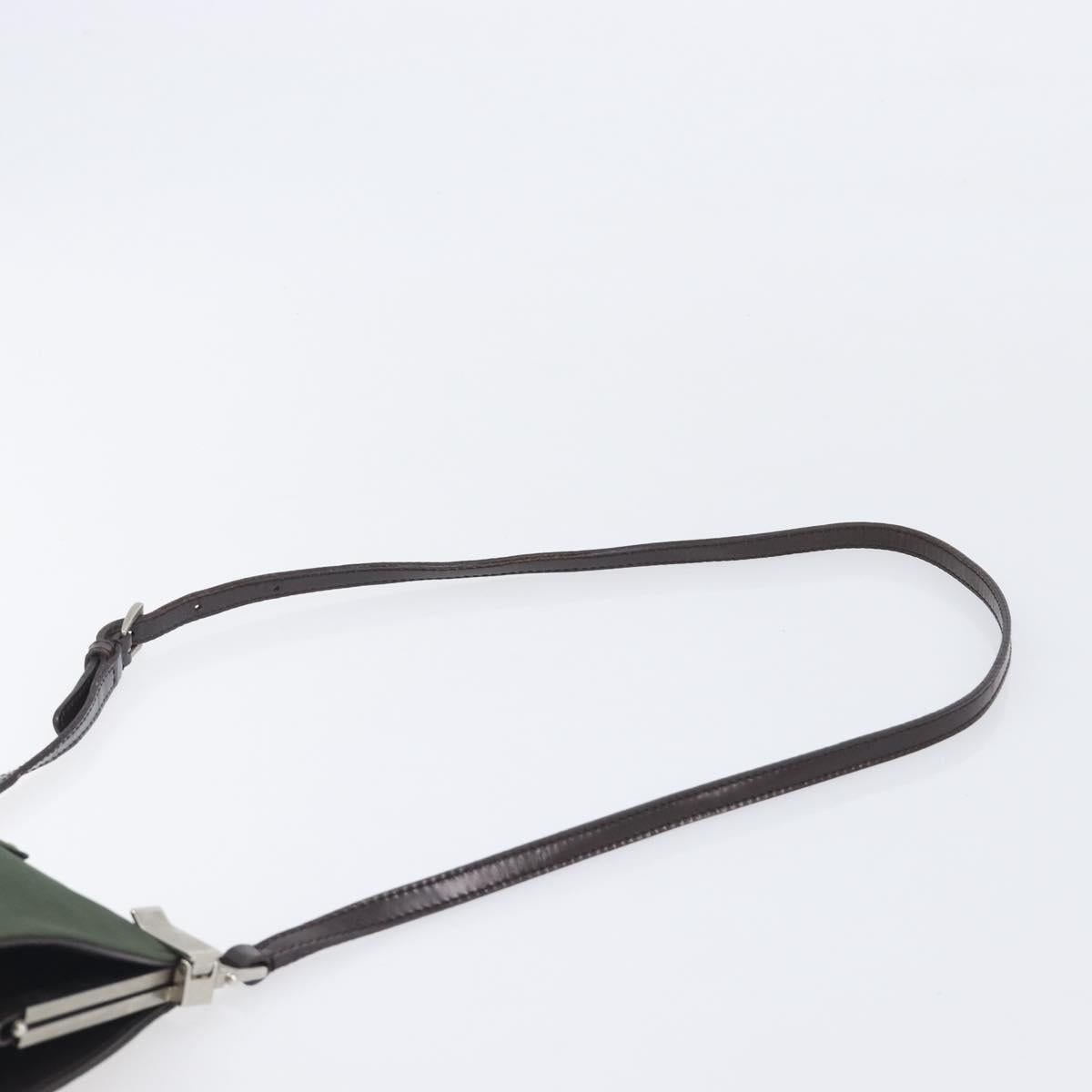 PRADA Shoulder Bag Nylon Green Silver Auth bs37254