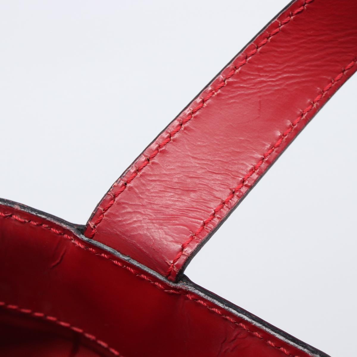 CELINE Hand Bag Canvas Red Silver Auth bs37258