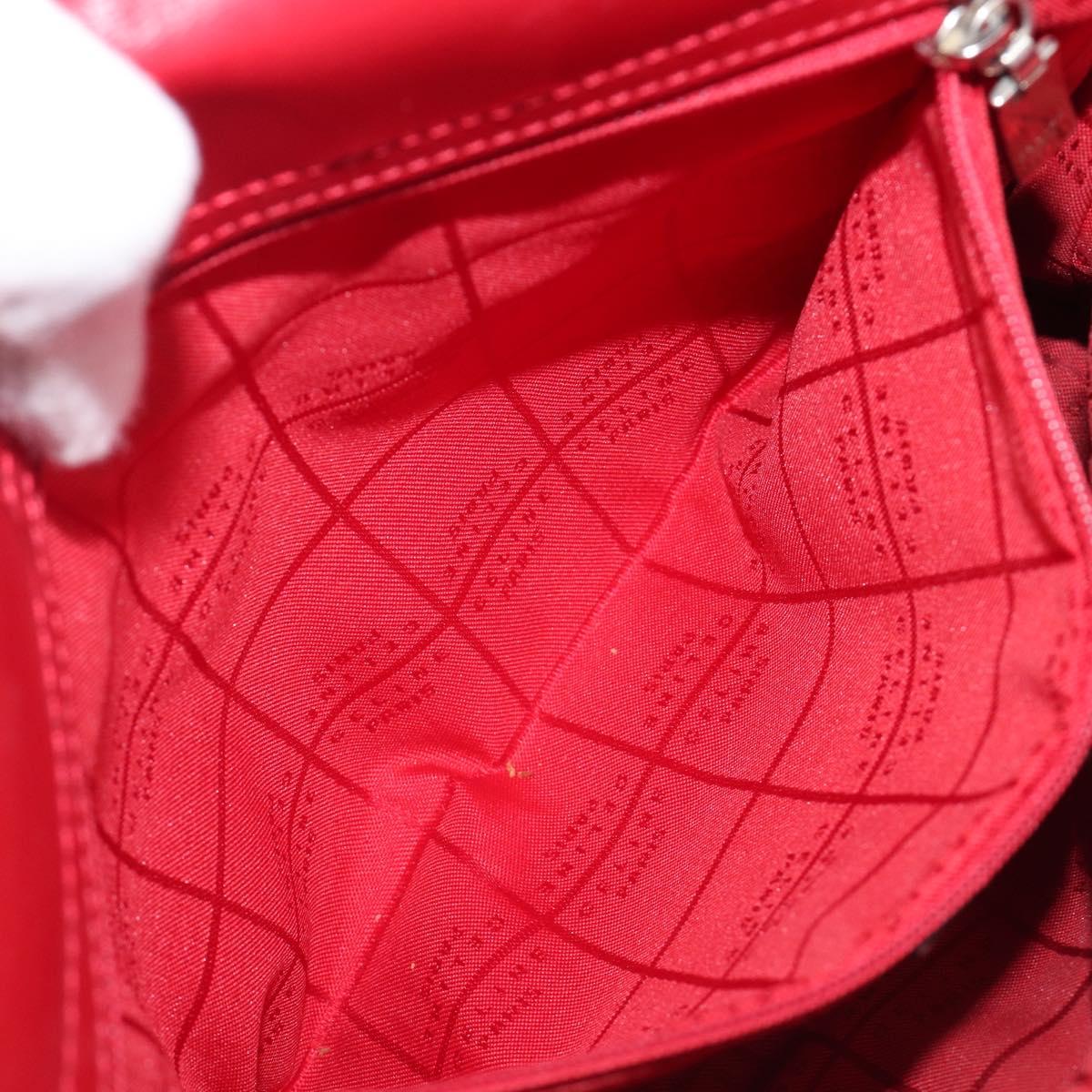 CELINE Hand Bag Canvas Red Silver Auth bs37258