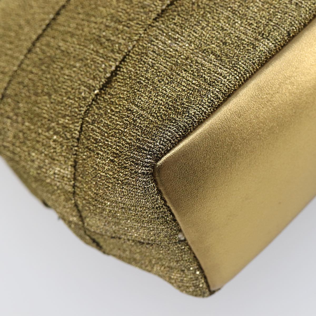 Salvatore Ferragamo Hand Bag Satin Gold Auth bs37259